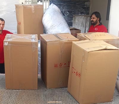 packed boxes moving dubai